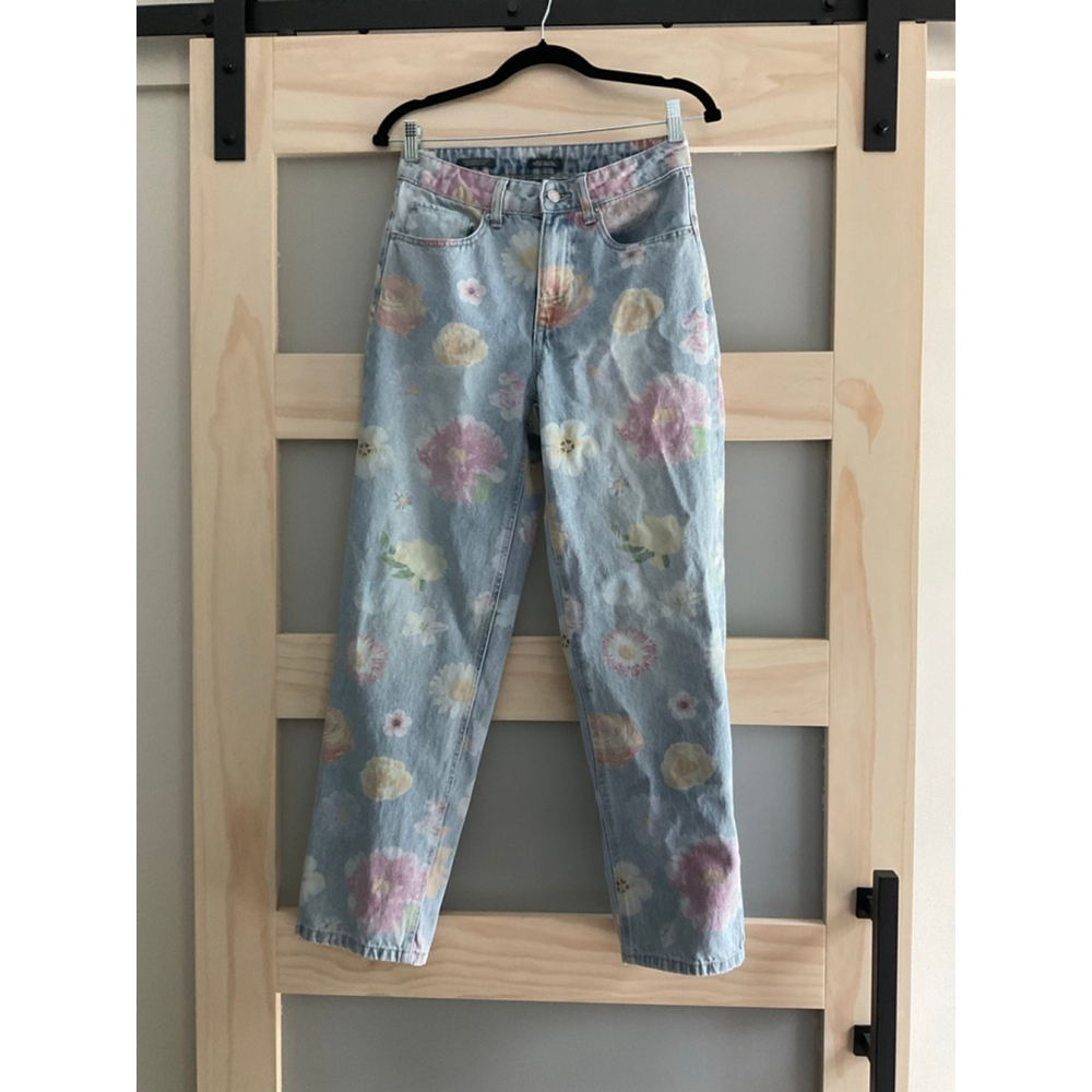 Wild Fable High-Rise ’90s Relaxed Straight Jeans Floral Print Size 2/26